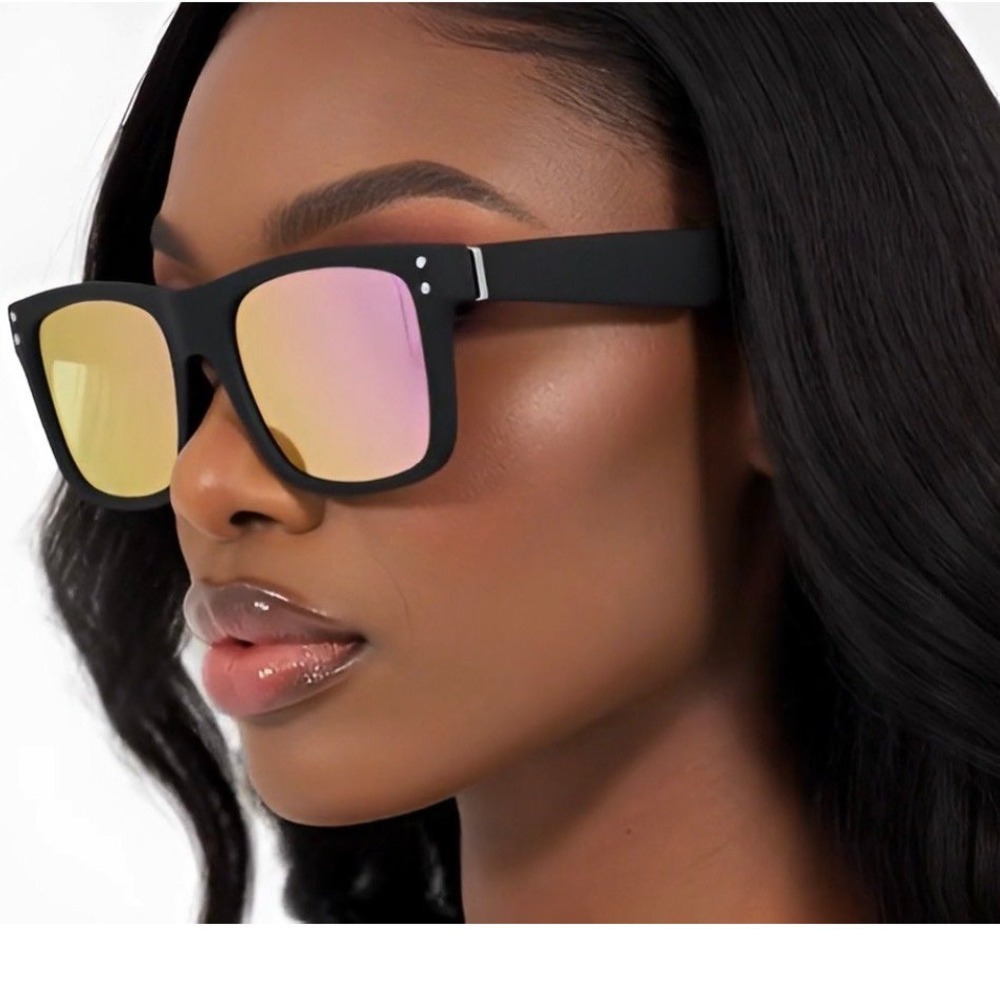 Luxury Sunglasses Pink Mirrored Lens Square Fashion Sun Glasses Lentes Women New - Picture 11 of 11